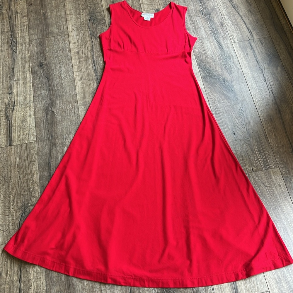 Bloomingdale's Red A-Line Maxi Dress V-Neck Sleeveless